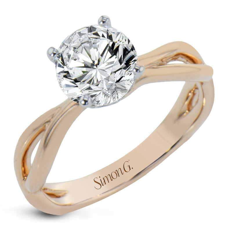 Round - cut Hidden Halo Engagement Ring in 18k Gold with Diamonds - Simon G. Jewelry