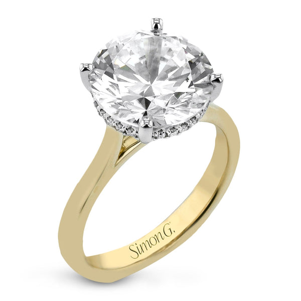 Round - cut Hidden Halo Engagement Ring in 18k Gold with Diamonds - Simon G. Jewelry