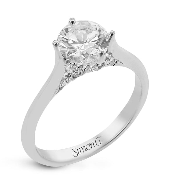 Round-Cut Hidden Halo Engagement Ring In 18k Gold With Diamonds Platinum