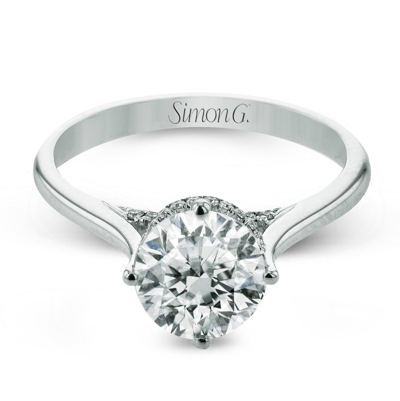 Round - Cut Hidden Halo Engagement Ring In 18k Gold With Diamonds - Simon G. Jewelry