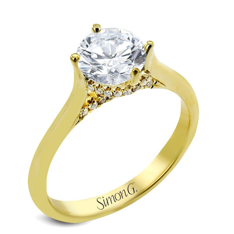 Round - Cut Hidden Halo Engagement Ring In 18k Gold With Diamonds - Simon G. Jewelry