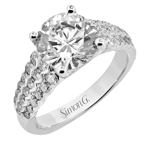 Round - cut Micro - bezel Engagement Ring in 18k Gold with Diamonds - Simon G. Jewelry