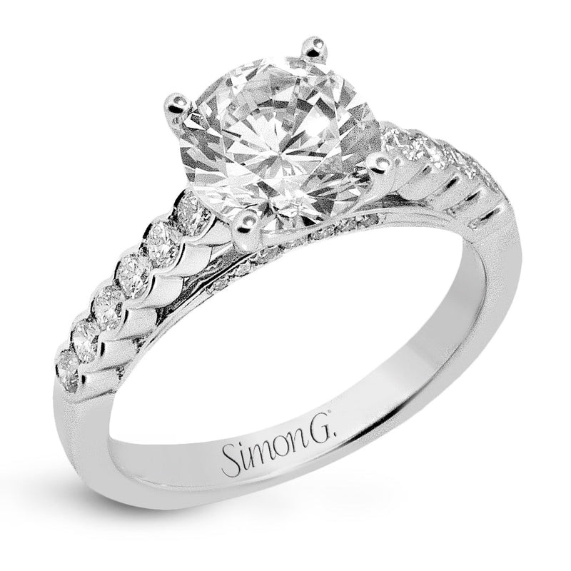 Round - cut Micro - bezel Engagement Ring in 18k Gold with Diamonds - Simon G. Jewelry