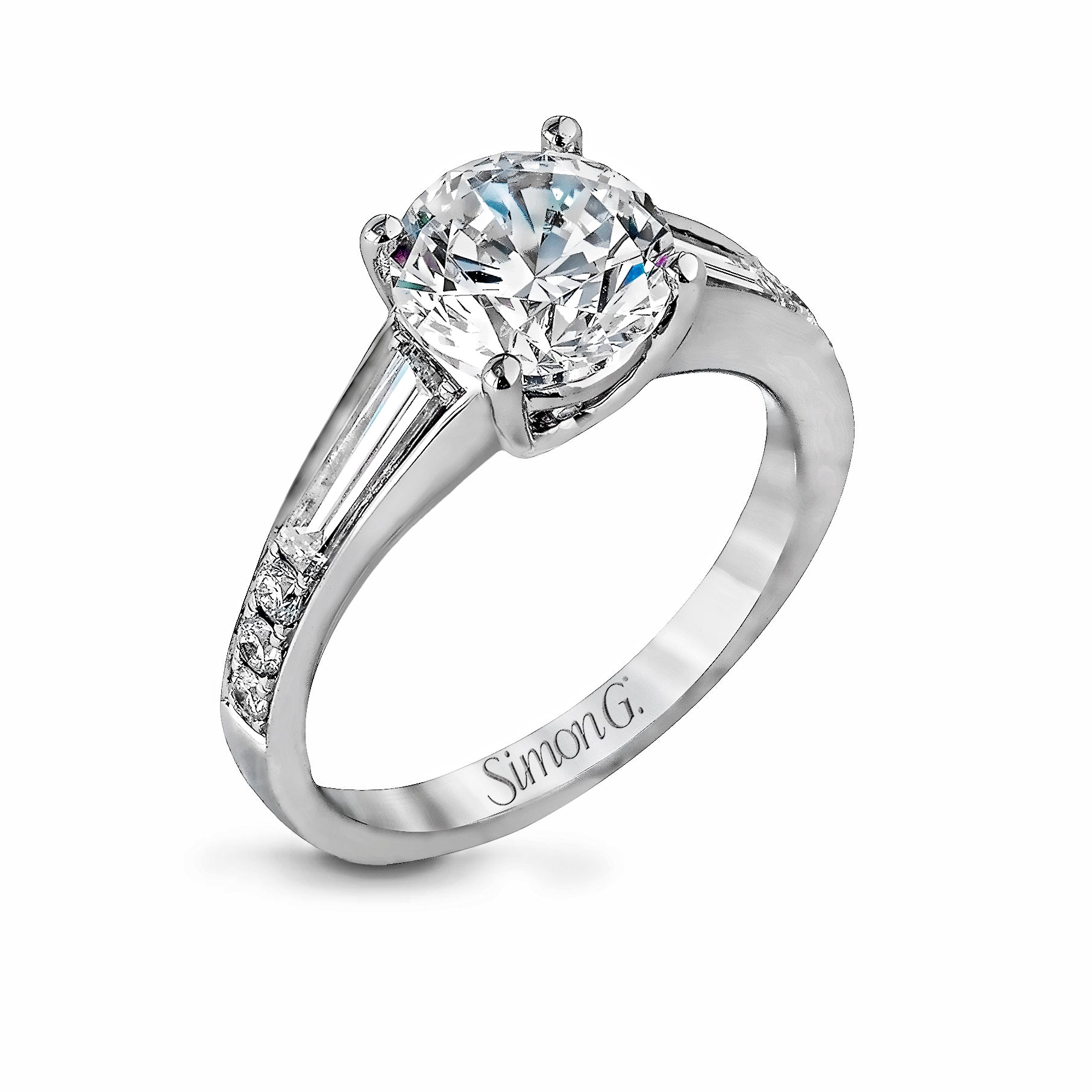 Round-Cut Simon-Set Engagement Ring In 18k Gold With Diamonds – Simon G ...