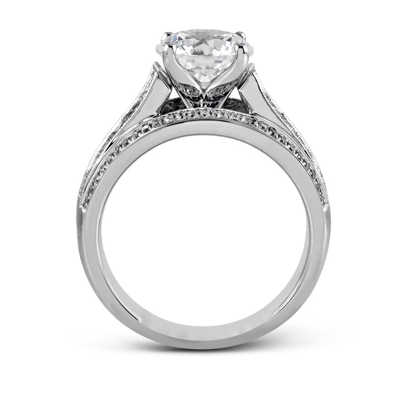 Round - Cut Simon - Set Engagement Ring In 18k Gold With Diamonds - Simon G. Jewelry