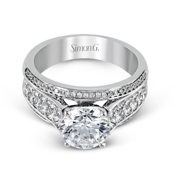 Round - Cut Simon - Set Engagement Ring In 18k Gold With Diamonds - Simon G. Jewelry