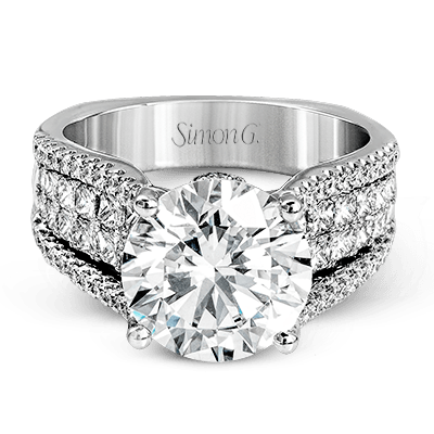 Round - Cut Simon - Set Engagement Ring In 18k Gold With Diamonds - Simon G. Jewelry
