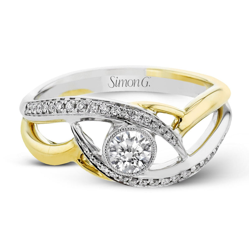 Round - Cut Split - Shank Engagement Ring In 18k Gold With Diamonds - Simon G. Jewelry