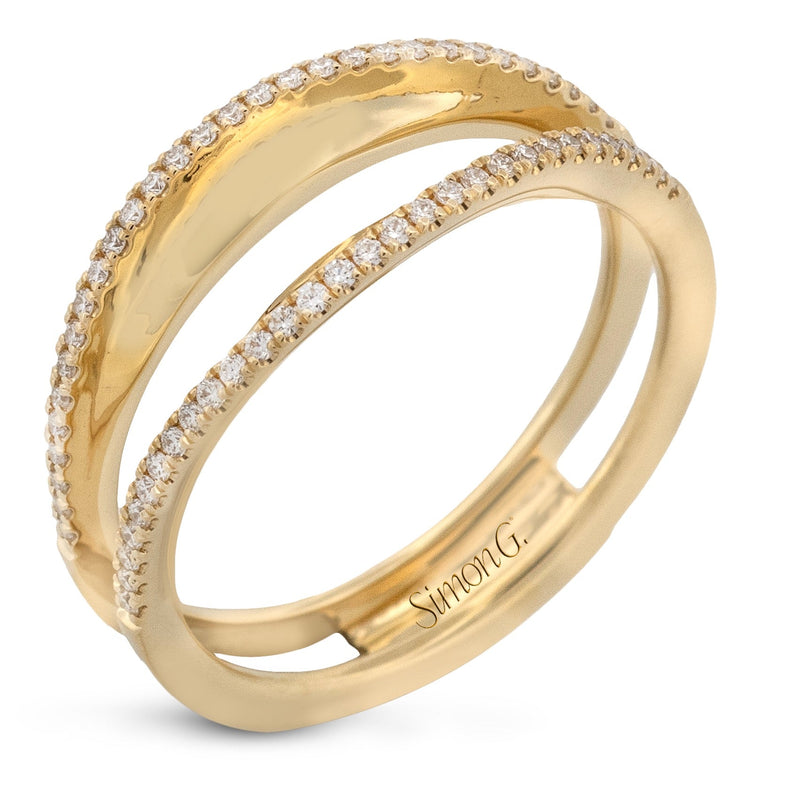 Round - cut Split - Shank Engagement Ring & Matching Wedding Band in 18k Gold with Diamonds - Simon G. Jewelry