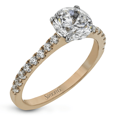 Round - cut Split - Shank Engagement Ring & Matching Wedding Band in 18k Gold with Diamonds - Simon G. Jewelry