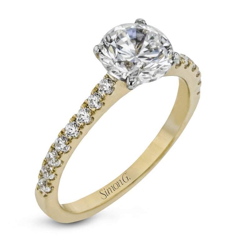 Round - cut Split - Shank Engagement Ring & Matching Wedding Band in 18k Gold with Diamonds - Simon G. Jewelry