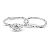 Round - cut Three - stone Engagement Ring & Matching Wedding Band in 18k Gold with Diamonds - Simon G. Jewelry