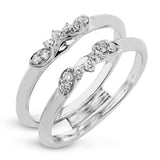 Round - cut Three - Stone Engagement Ring & Matching Wedding Band in 18k Gold with Diamonds - Simon G. Jewelry