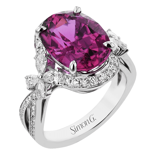 Rubellite Color Ring in 18k Gold with Diamonds - Simon G. Jewelry