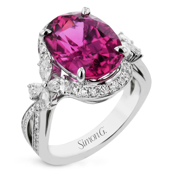 Rubellite Color Ring in 18k Gold with Diamonds - Simon G. Jewelry