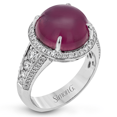 Rubellite Fashion Halo Ring In 18k Gold With Diamonds - Simon G. Jewelry