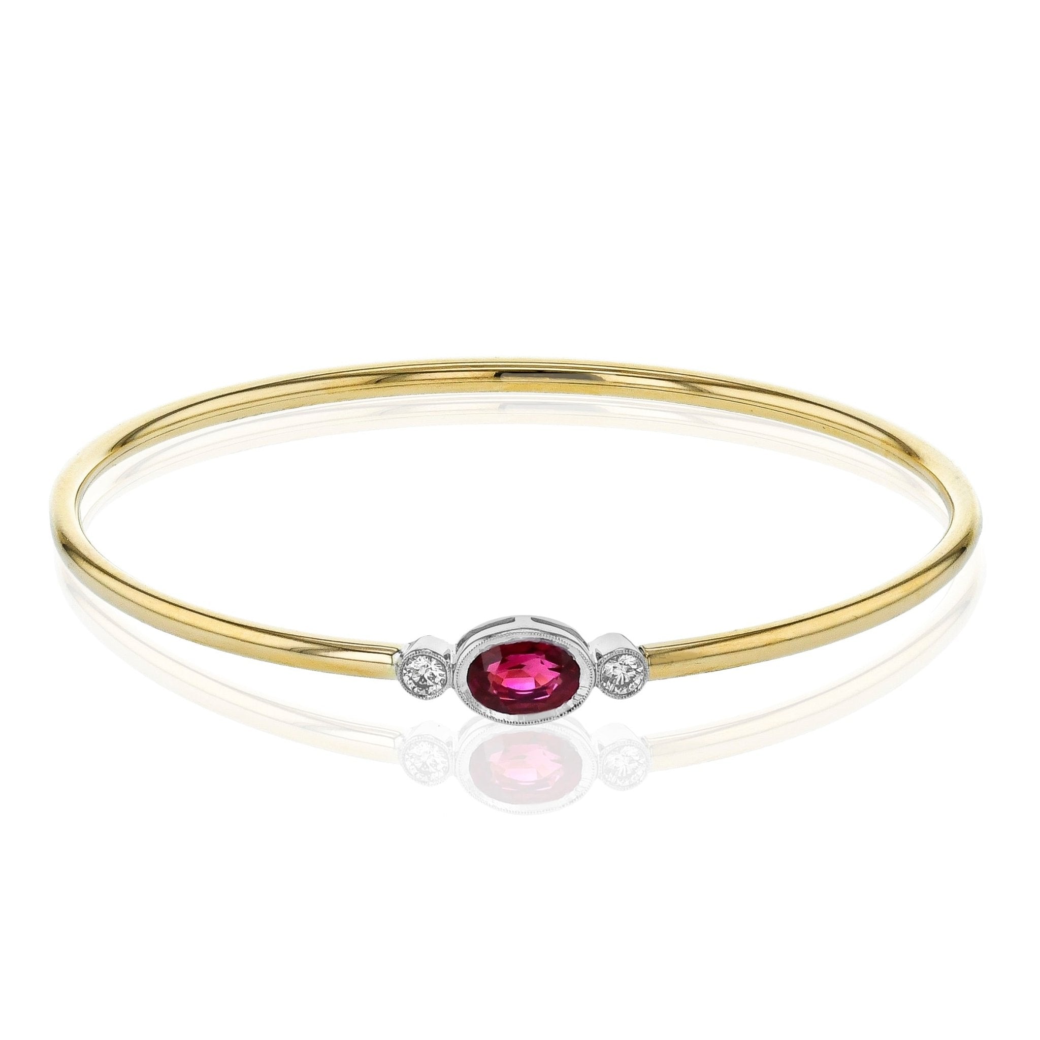 Ruby Color Bangle in 18k Gold with Diamonds - Simon G. Jewelry