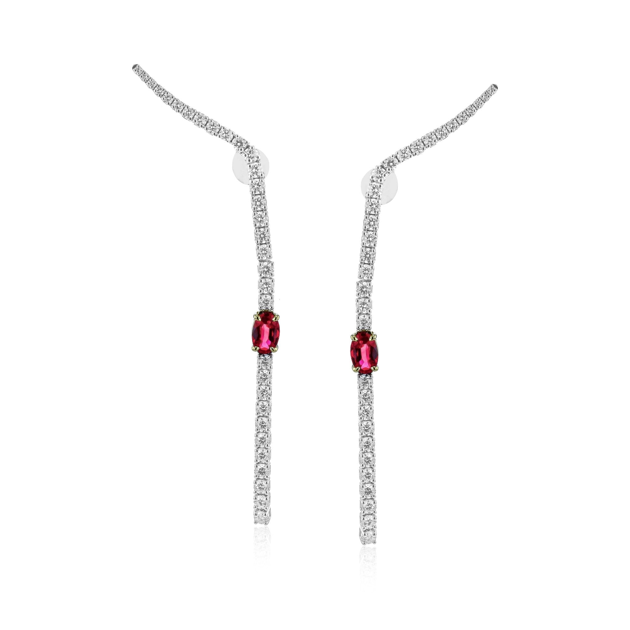 Ruby Drop Earrings in 18k Gold with Diamonds - Simon G. Jewelry
