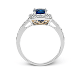 Sapphire Halo Color Ring in 18k Gold with Diamonds - Simon G. Jewelry
