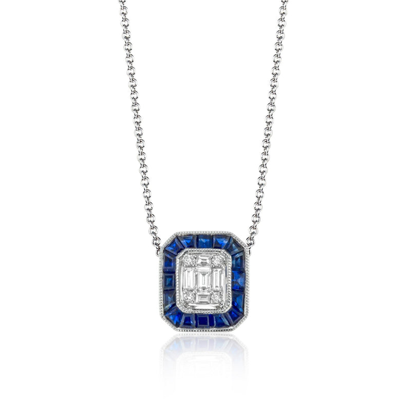 Sapphire Pendant Necklace in 18k Gold with Diamonds - Simon G. Jewelry