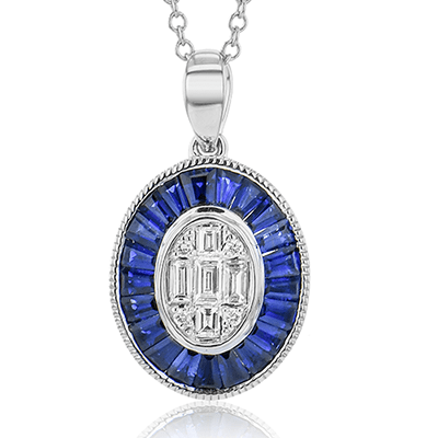 Sapphire Pendant Necklace in 18k Gold with Diamonds - Simon G. Jewelry