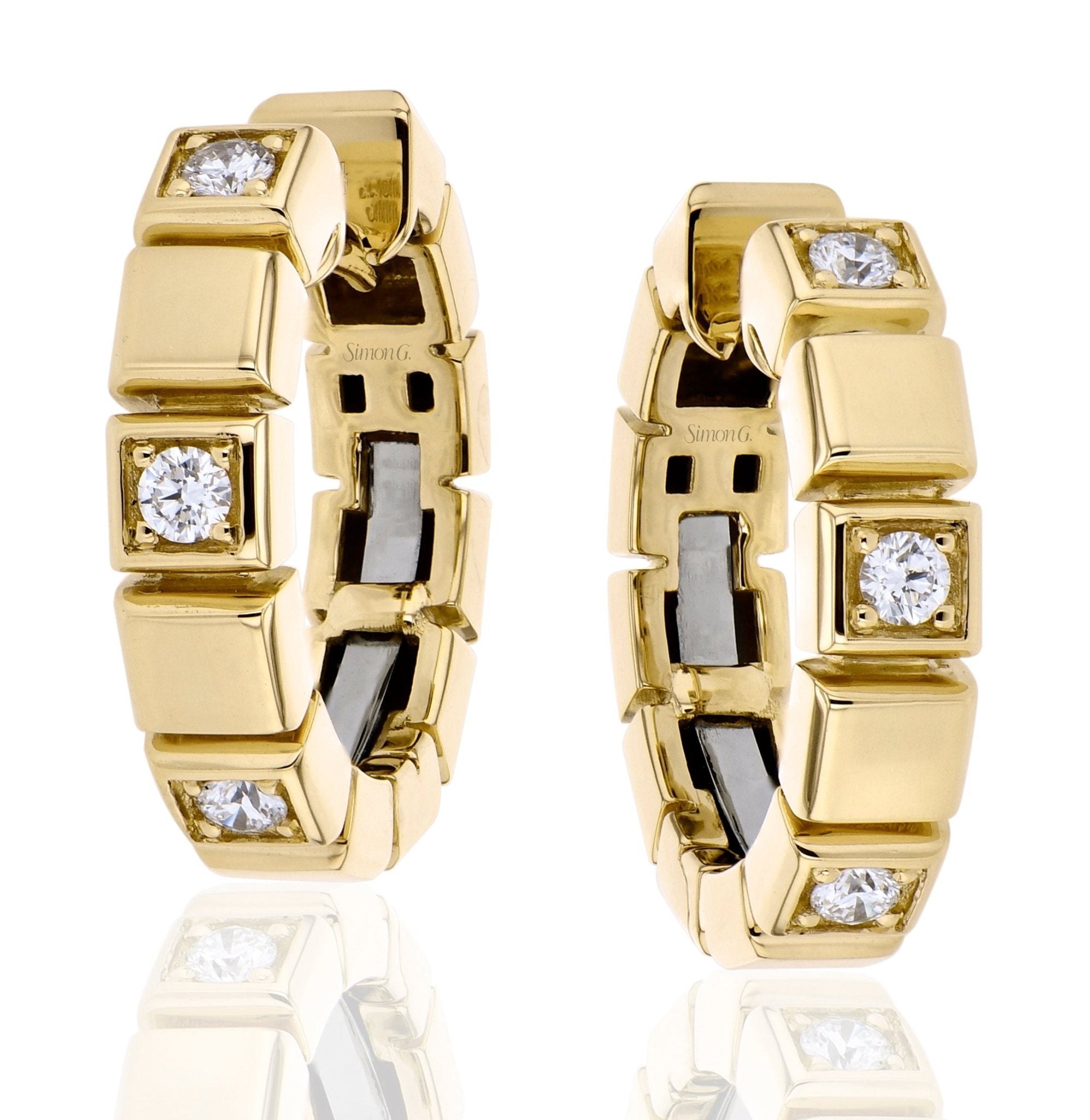Sculptural Link Diamond Hoop Earrings - Simon G. Jewelry