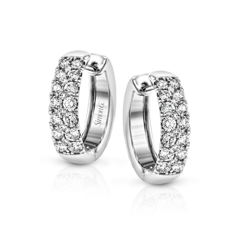 Simon - set Huggie Hoop Earrings in 18k Gold with Diamonds - Simon G. Jewelry