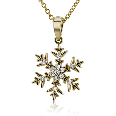 Snowflake Pendant in 18k Gold with Diamonds - Simon G. Jewelry