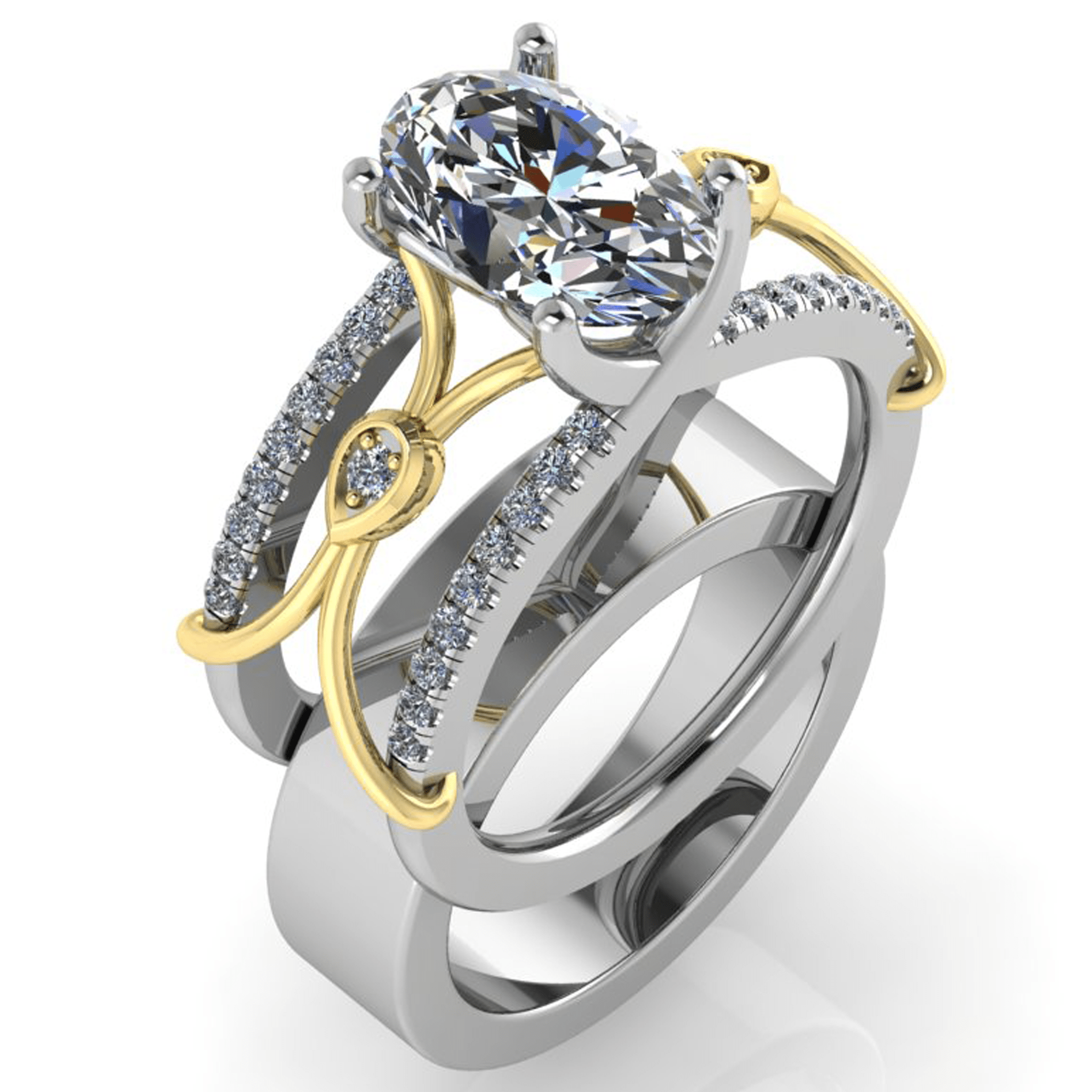 Solitaire Smart Ring Jacket in 14k Gold with Diamonds - Simon G. Jewelry