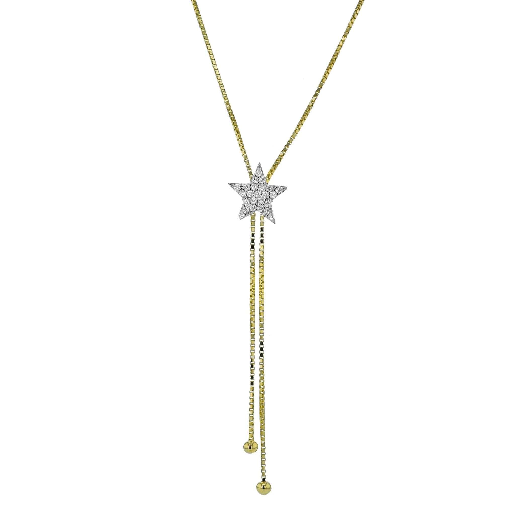 Star Lariat Necklace in 18k Gold with Diamonds - Simon G. Jewelry