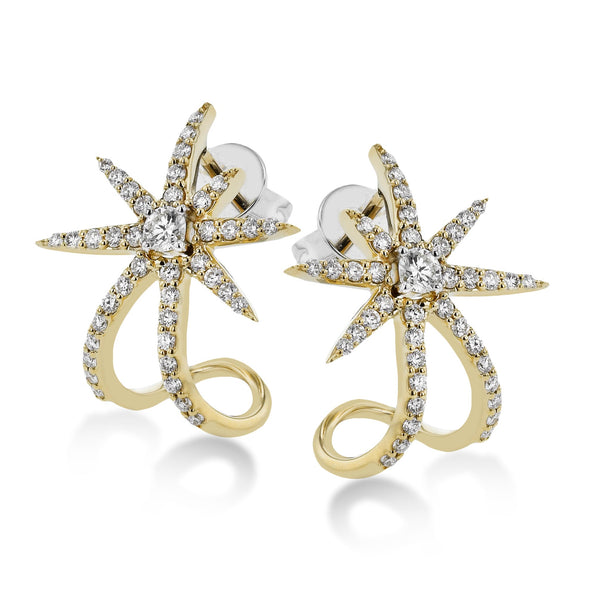 Starburst Earrings in 18k Gold with Diamonds - Simon G. Jewelry