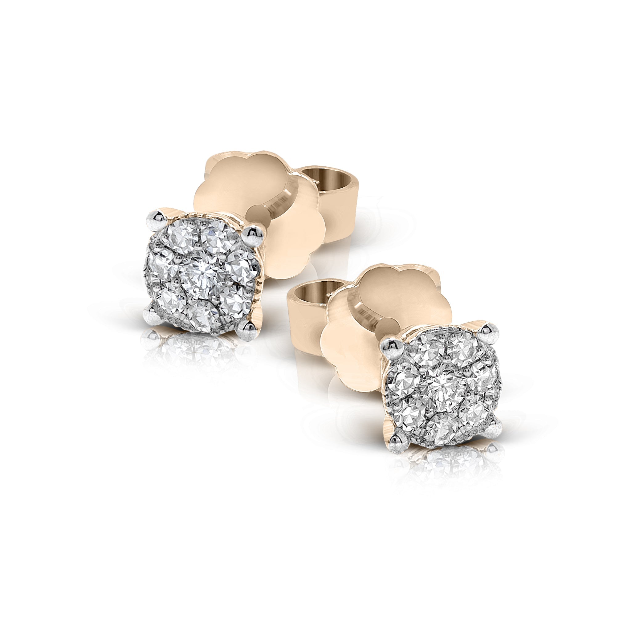 Stud Earrings (5.30mm) in 18k Gold with Diamonds - Simon G. Jewelry