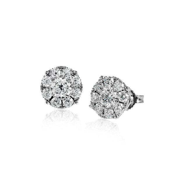 Stud Earrings (6.50mm) in 18k Gold with Diamonds - Simon G. Jewelry