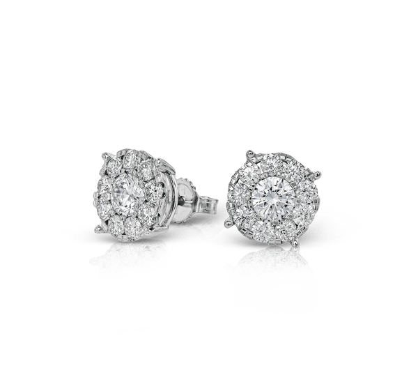 Stud Earrings (9.50mm) in 18k Gold with Diamonds - Simon G. Jewelry