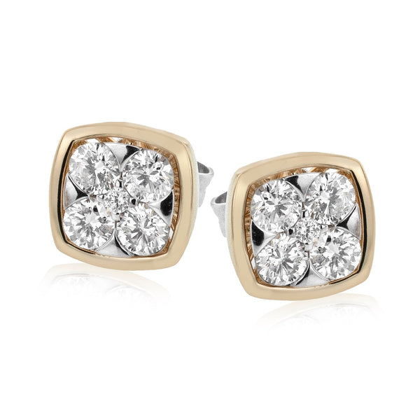 Stud Earrings in 18k Gold with Diamonds - Simon G. Jewelry