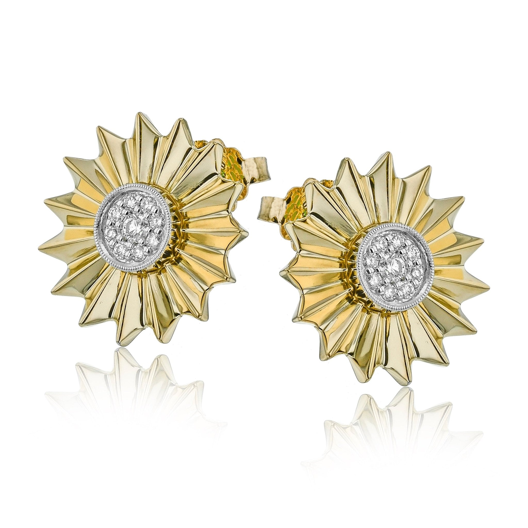 Sunflower Earrings in 18k Gold with Diamonds - Simon G. Jewelry