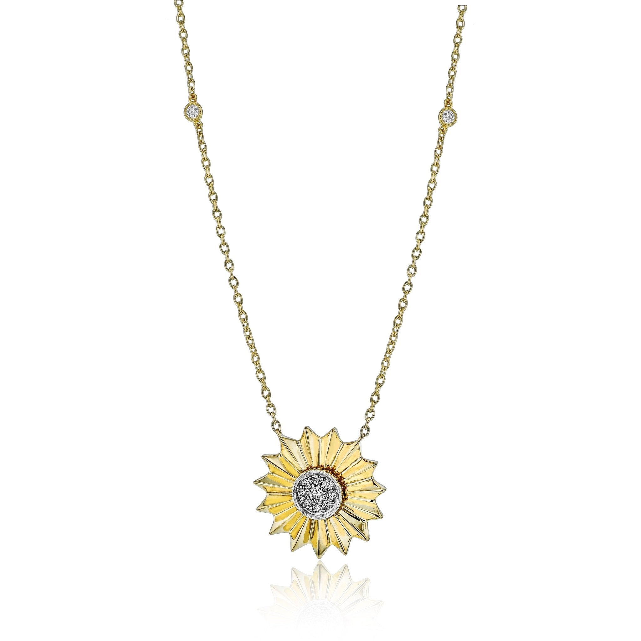 Sunflower Pendant in 18k Gold with Diamonds - Simon G. Jewelry