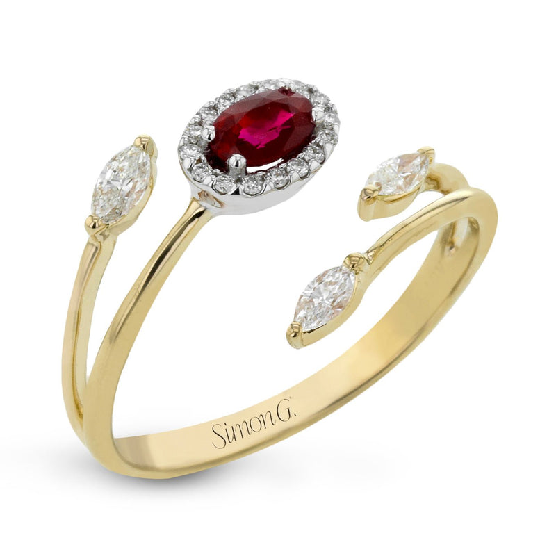 Tempera Color Gemstone Ring In 18k Gold With Diamonds - Simon G. Jewelry