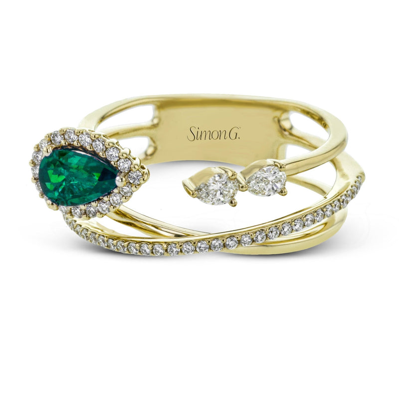 Tempera Color Gemstone Ring In 18k Gold With Diamonds - Simon G. Jewelry