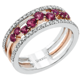 Tempera Color Gemstone Ring In 18k Gold With Diamonds - Simon G. Jewelry