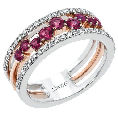 Tempera Color Gemstone Ring In 18k Gold With Diamonds - Simon G. Jewelry