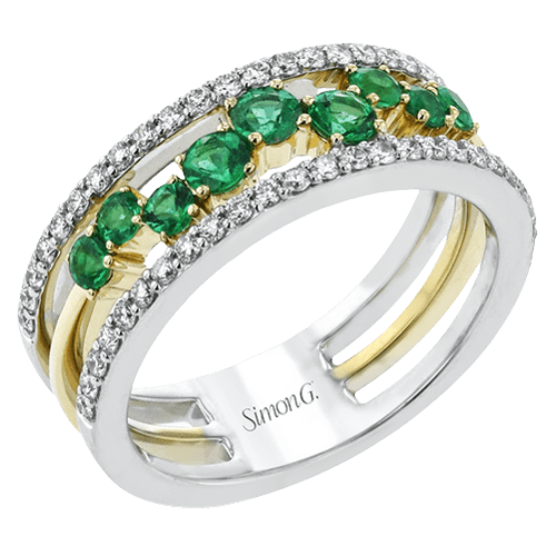 Tempera Color Gemstone Ring In 18k Gold With Diamonds - Simon G. Jewelry