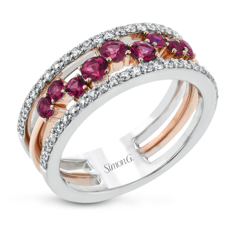 Tempera Gemstone Ring In 18k Gold With Diamonds - Simon G. Jewelry