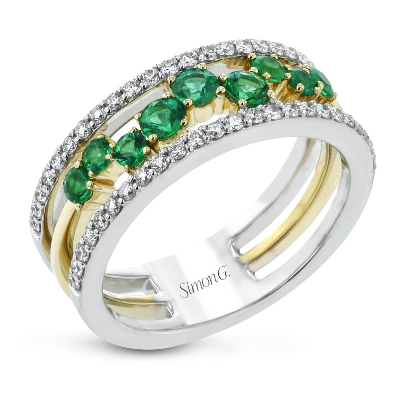 Tempera Gemstone Ring In 18k Gold With Diamonds - Simon G. Jewelry