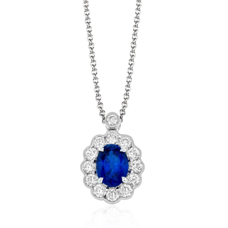 Tempera Sapphire Pendant Necklace in 18k Gold with Diamonds - Simon G. Jewelry