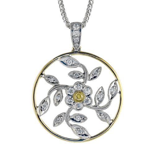 Trellis Floral Pendant in 18k Gold with Diamonds - Simon G. Jewelry