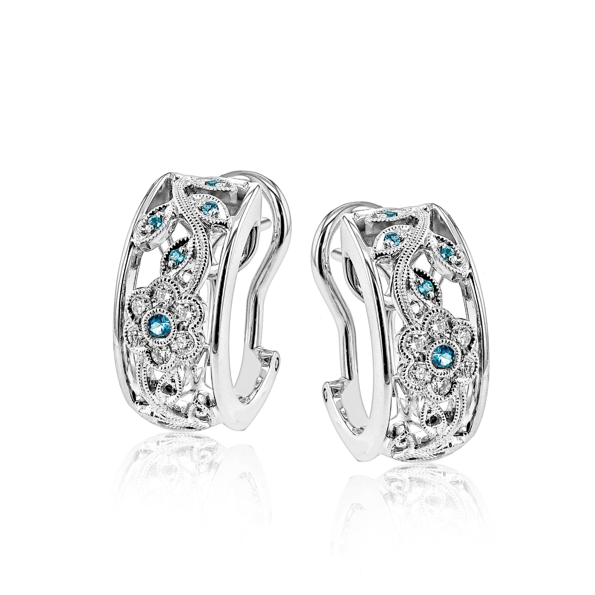 Trellis Paraiba Huggie Earrings in 18k Gold with Diamonds - Simon G. Jewelry