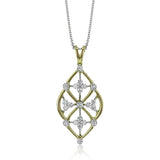 Trellis Pendant Necklace in 18k Gold with Diamonds - Simon G. Jewelry