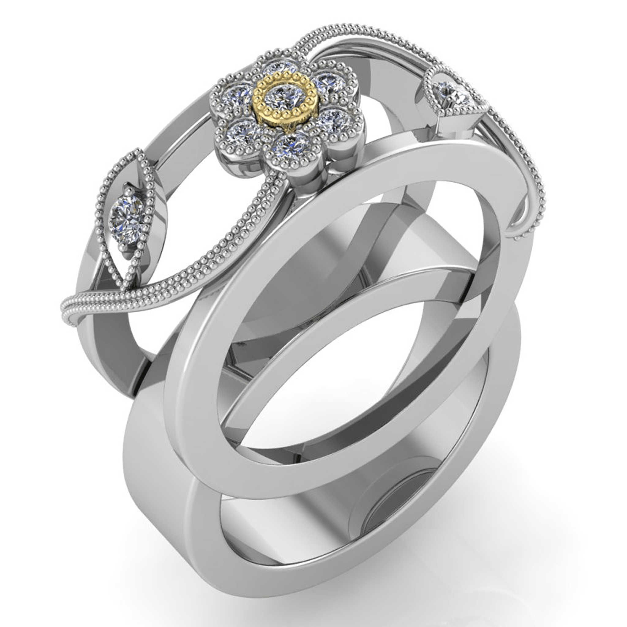 Trellis Smart Ring Jacket in 14k Gold with Diamonds - Simon G. Jewelry