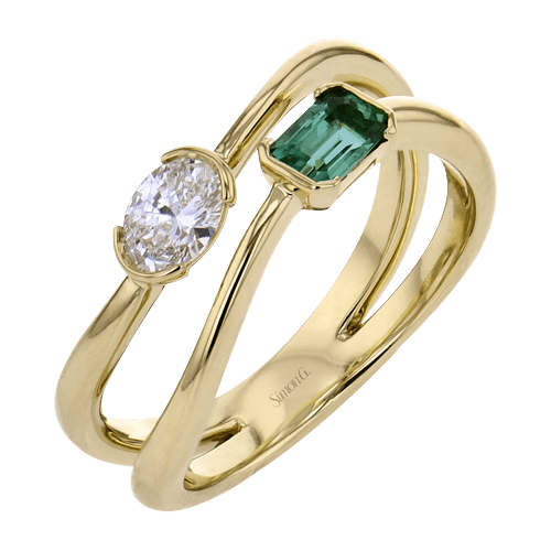 Two-Stone Diamond & Emerald Color Fashion Ring - Simon G. Jewelry